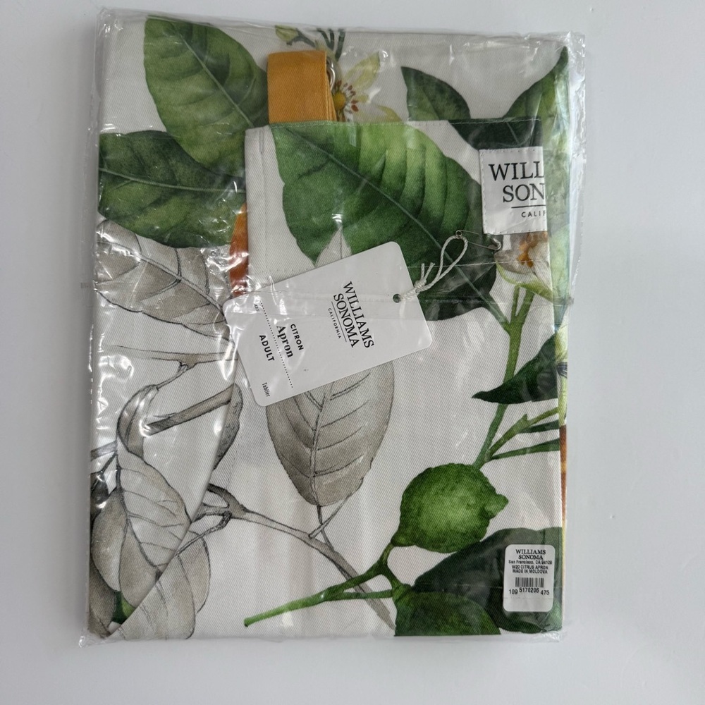 Williams Sonoma Citrus Apron NWT Cotton D-Ring Neck Pockets - Picture 3 of 14